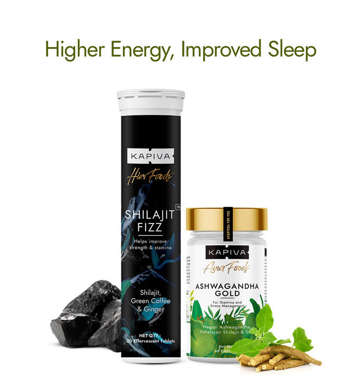 Kapiva Shilajit Fizz + Ashwagandha Gold Capsule