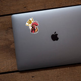 Funny rooster parody sticker applied to laptop – F-Caw-F decal Funny rooster parody sticker applied to laptop – F-Caw-F decal