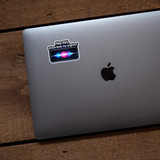 hey siri please nuke my neighbor parody sticker on laptop lid tech humor sticker