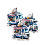 Friday Three pack of Big Worm ice cream truck stickers arranged together