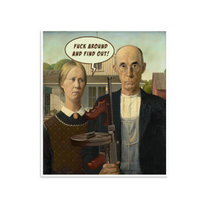American Gothic Parody Sticker American Gothic Parody Sticker