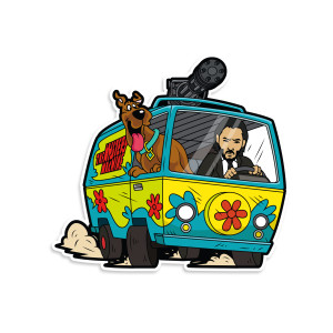 John Wick Scooby Doo Mystery Machine Mashup V2 Vinyl Sticker