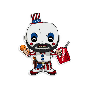 Captain Spaulding Funko Inspired Fried Chicken And Gasoline Vinyl Sticker