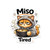Miso Tired cat sticker, funny ramen cat in hoodie holding soup bowl vinyl decal