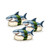 Set of three shark sushi stickers featuring quirky shark on nigiri design