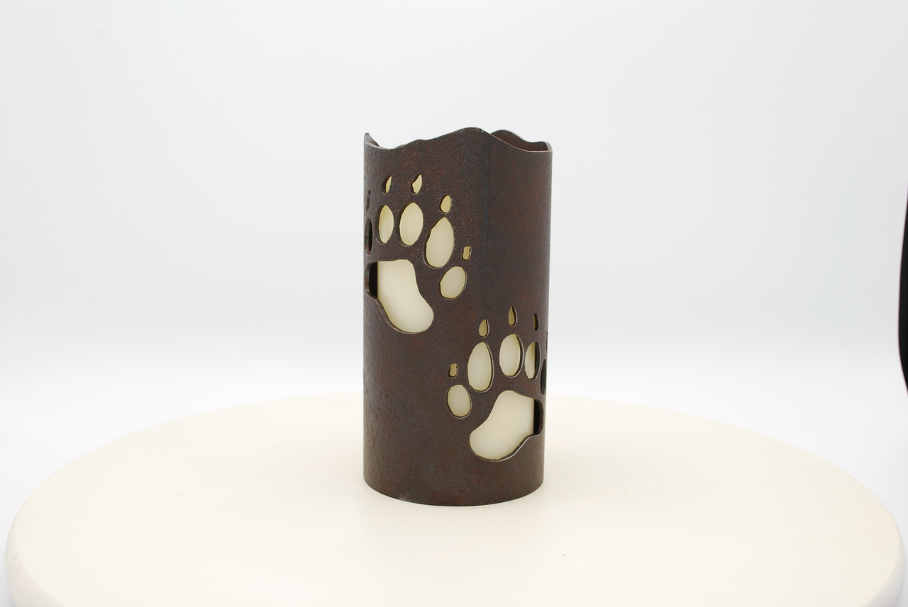 Bear Paw Prints luminary made in USA by Arizona Tube Art