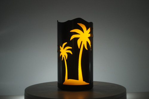 Palm Trees (negative) - Metal Candle Holder Luminary