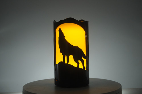 Wolf and Prints - Metal Candle Holder Luminary-