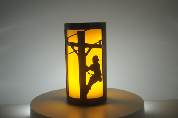 Lineman on Pole - Metal Candle Holder Luminary