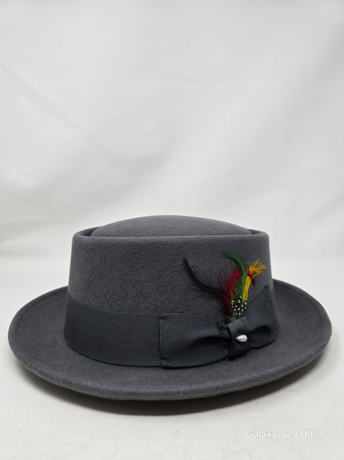 202602-100%WOOL PORKPIE GRAY