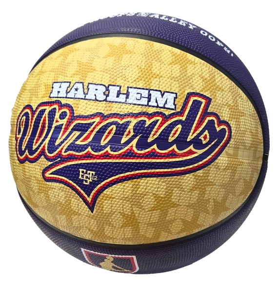 Gold and purple panels with WIZARDS script logo