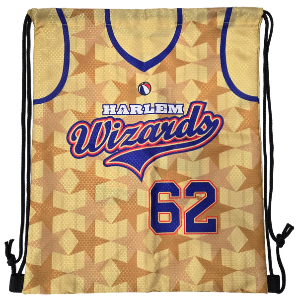 Bag with gold star graphics and Wizards logo