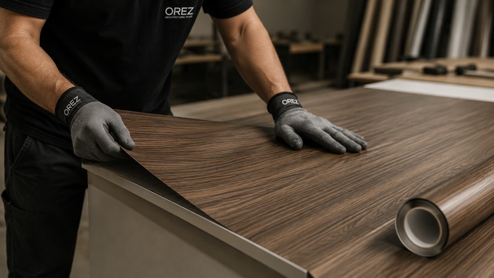 Installers applying architectural film