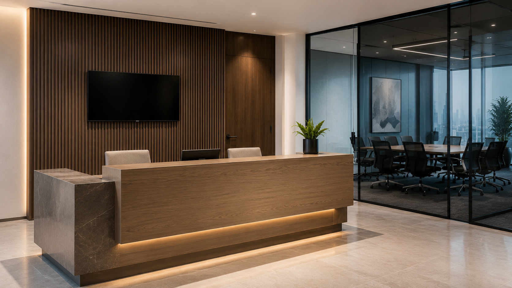 Office interior refurbishment with film