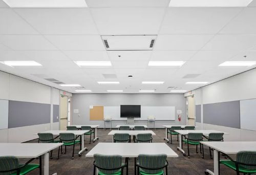 Armstrong VidaShield in-ceiling air purification ceiling in classroom setting