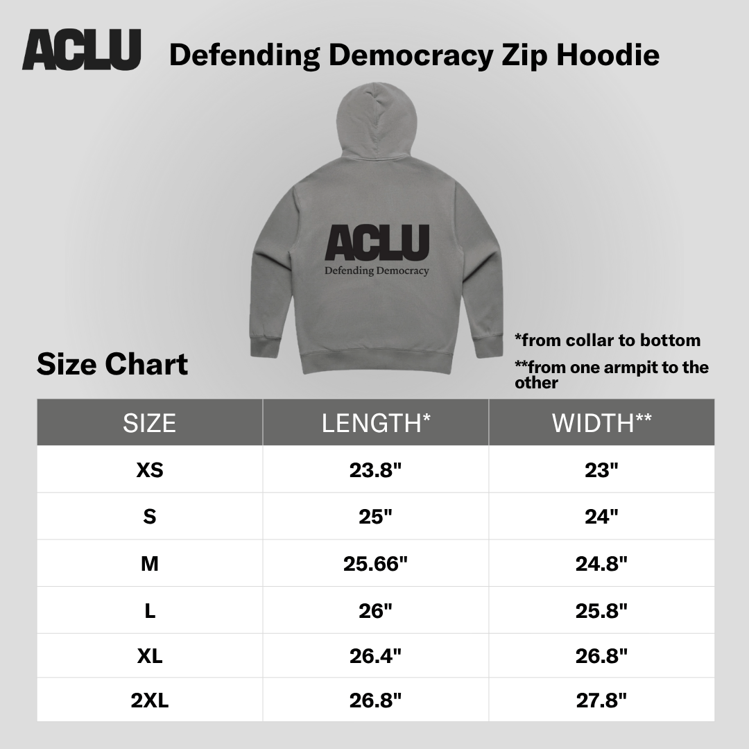 Defending Democracy Zip Hoodie - ACLU