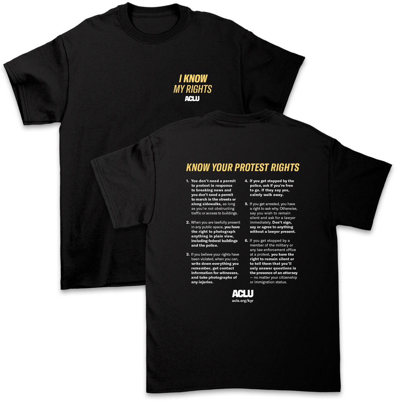 Know Your Rights Protest Tee Black ACLU1