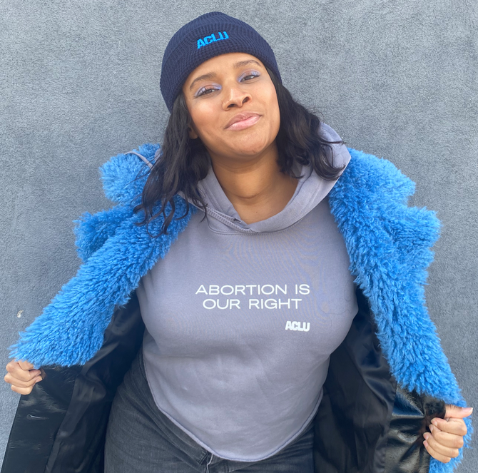 Abortion Rights Cropped Hoodie - Grey
