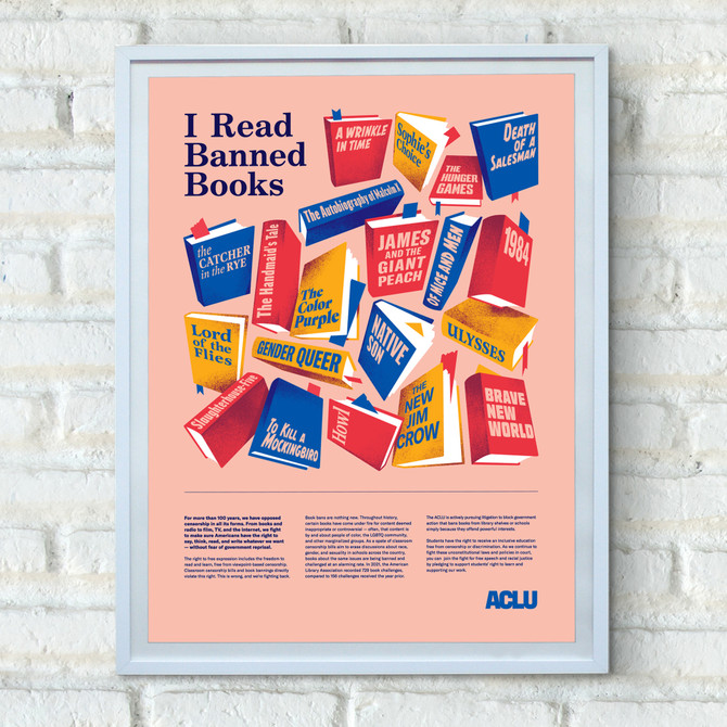 Banned Books Poster - Pink 18"x24"