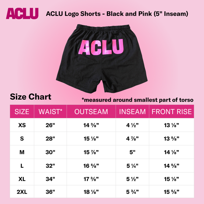 ACLU Logo Shorts- Black and Pink