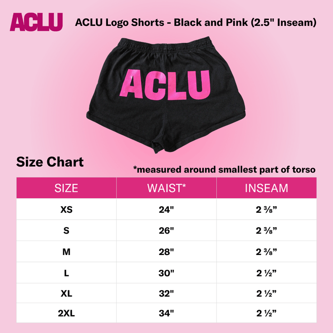 ACLU Logo Shorts- Black and Pink