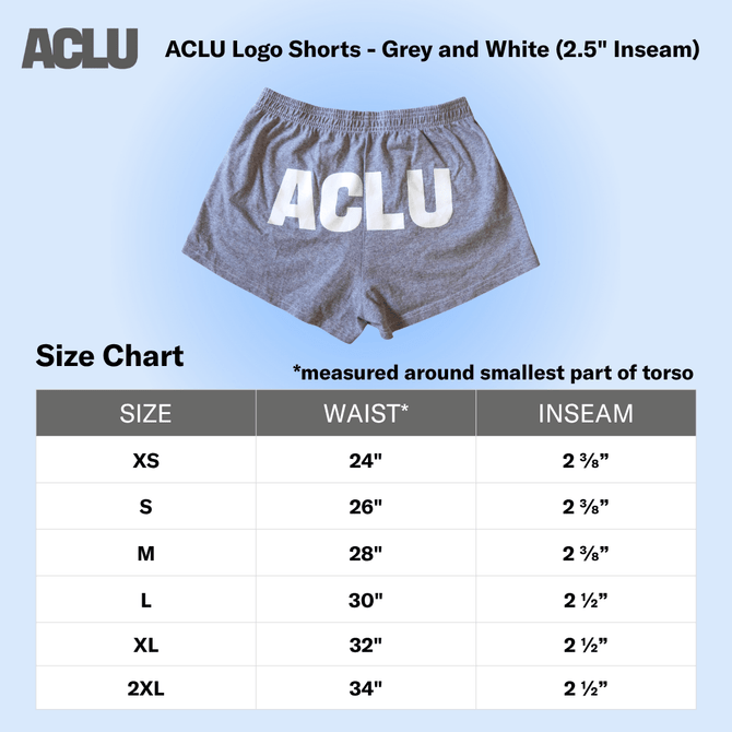 ACLU Logo Shorts- Grey and White