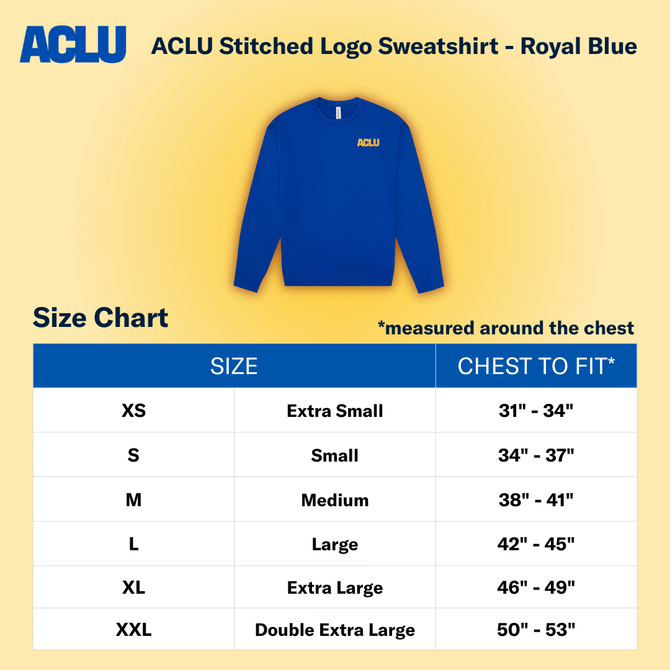 ACLU Stitched Logo Sweatshirt - Royal Blue