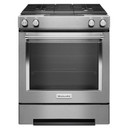 Kitchenaid® 30-Inch 4-Burner Dual Fuel Downdraft Front Control Range KSDG950ESS