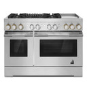 Jennair® RISE™ 48" Dual-Fuel Professional Range with Chrome-Infused Griddle and Gas Grill JDRP748HL