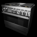 Jennair® 36" NOIR™ Dual-Fuel Professional-Style Range with Chrome-Infused Griddle JDRP536HM