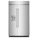 Kitchenaid® 29.4 Cu. Ft. 48" Built-In Side-by-Side Refrigerator features Exterior Water and Ice Dispenser with Measured Fill KBSD748SPS