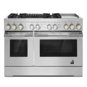 Jennair® RISE™ 48" Dual-Fuel Professional Range with Chrome-Infused Griddle and Gas Grill JDRP748HL