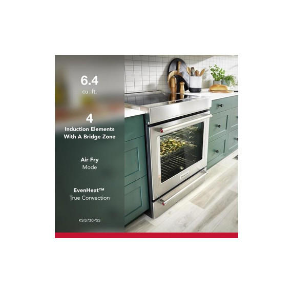 Kitchenaid® 30-Inch 4-Element Induction Slide-In Convection Range with Air Fry KSIS730PSS
