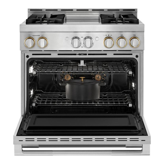 Jennair® 36" RISE™ Gas Professional-Style Range with Chrome-Infused Griddle JGRP536HL