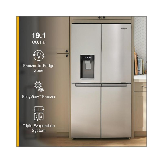 Whirlpool® 36-Inch Counter Depth 4 Door Refrigerator with Ice Maker in Door WRQC7836RZ