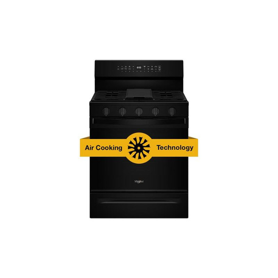 Whirlpool® 30-inch Smart Gas Range with Air Cooking Technology, Steam/Self Cleaning, Rapid Preheat 5.3 CuFt Capacity WFGS7530RB