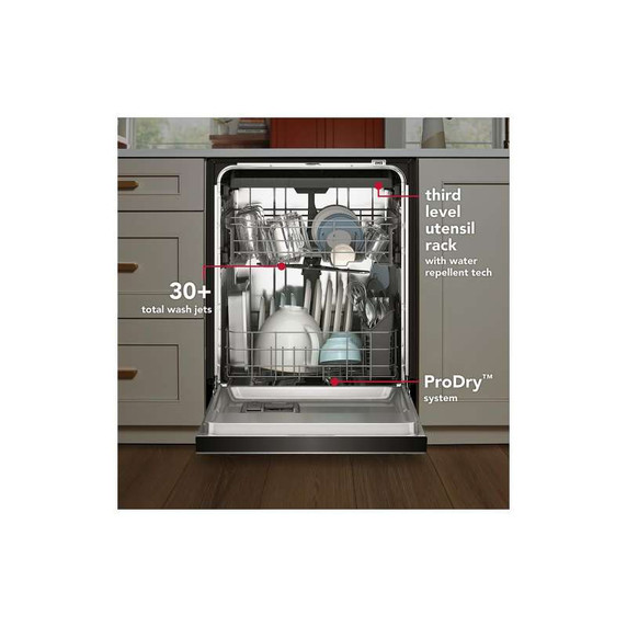 Kitchenaid® Third Level Utensil Rack Dishwasher with 30+ Total Wash Jets in PrintShield™ Finish, 47 dBA KDTS224SPS