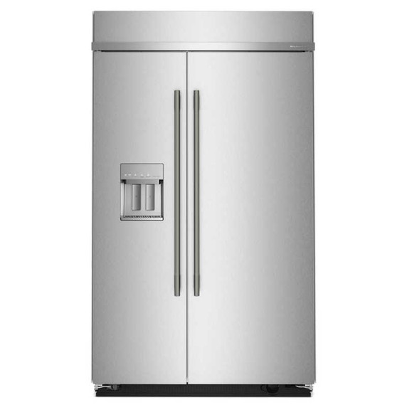 Kitchenaid® 29.4 Cu. Ft. 48" Built-In Side-by-Side Refrigerator features Exterior Water and Ice Dispenser with Measured Fill KBSD748SPS