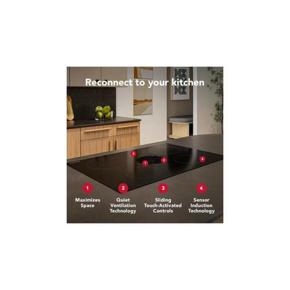 Kitchenaid® 30-inch NextGen Induction Downdraft Cooktop with 4 Cooking Zones KCID930SBL