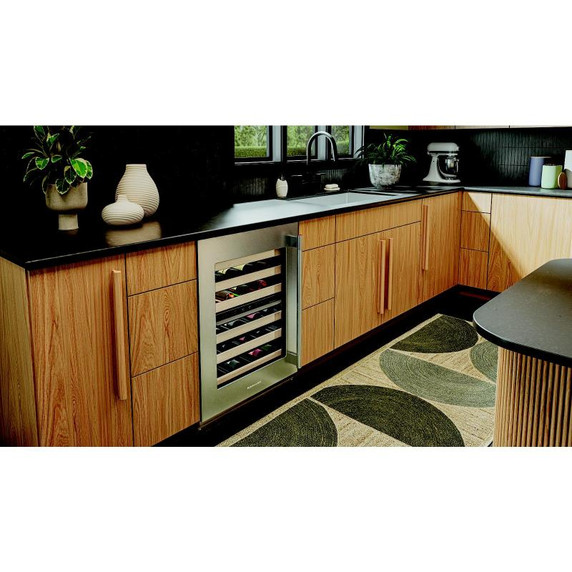 Kitchenaid® 24" Undercounter Wine Cellar with Full-Extension Wood-Front Racks KUWL524SPS