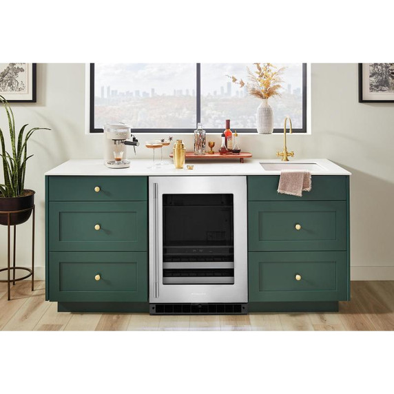 Kitchenaid® 24" Undercounter Wine Cellar with Full-Extension Metal-Front Racks KUWR324SSB