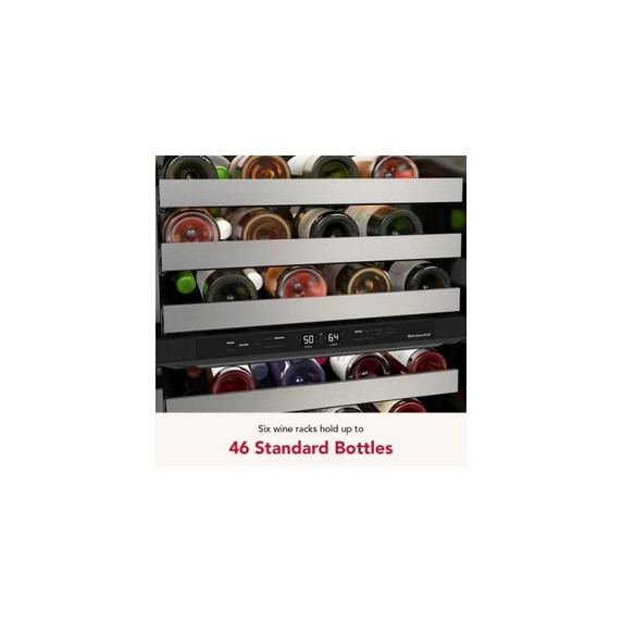 Kitchenaid® 24" Undercounter Wine Cellar with Full-Extension Metal-Front Racks KUWR324SSB