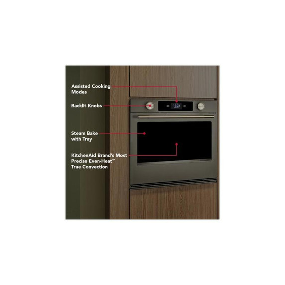 Kitchenaid® 30-inch Smart Electric Single Wall Oven with Assisted Cooking Modes - Black Ore KOES730SBE