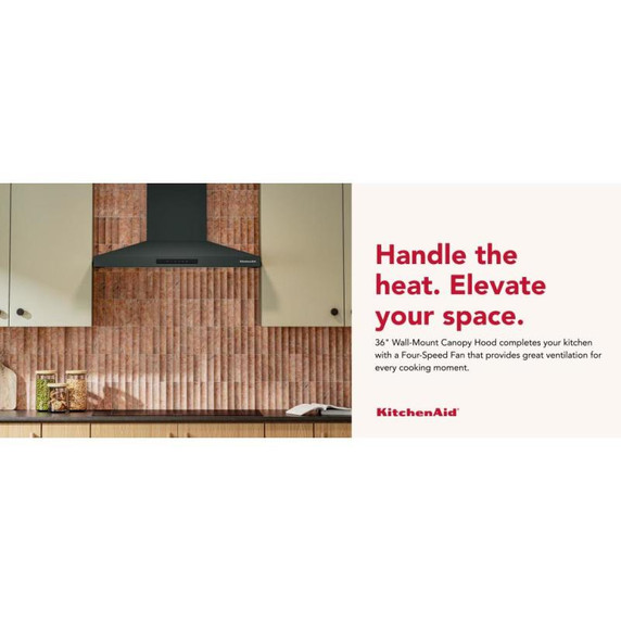 KitchenAid® 36-inch Wall-Mount, 4-Speed Canopy Hood KVWC736SJP