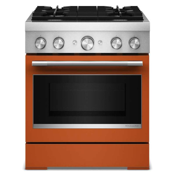 Kitchenaid® 30-Inch 4 Burner Commercial-Style Dual Fuel Range with No Preheat Air Fry Mode KFDS930SSC