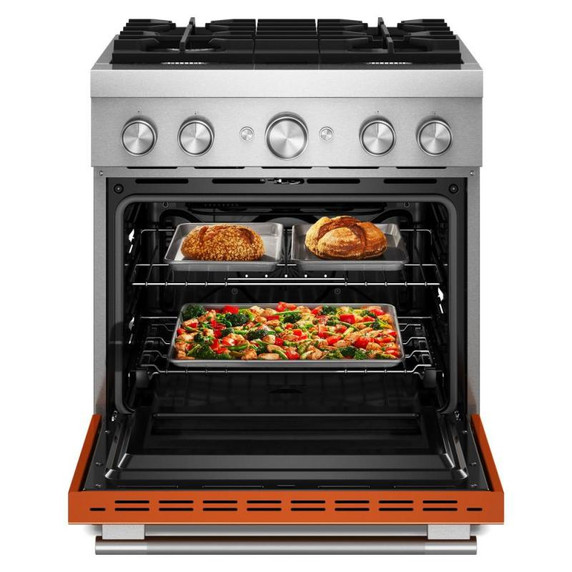 Kitchenaid® 30-Inch 4 Burner Commercial-Style Dual Fuel Range with No Preheat Air Fry Mode KFDS930SSC