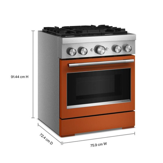 Kitchenaid® 30-Inch 4 Burner Commercial-Style Dual Fuel Range with No Preheat Air Fry Mode KFDS930SSC