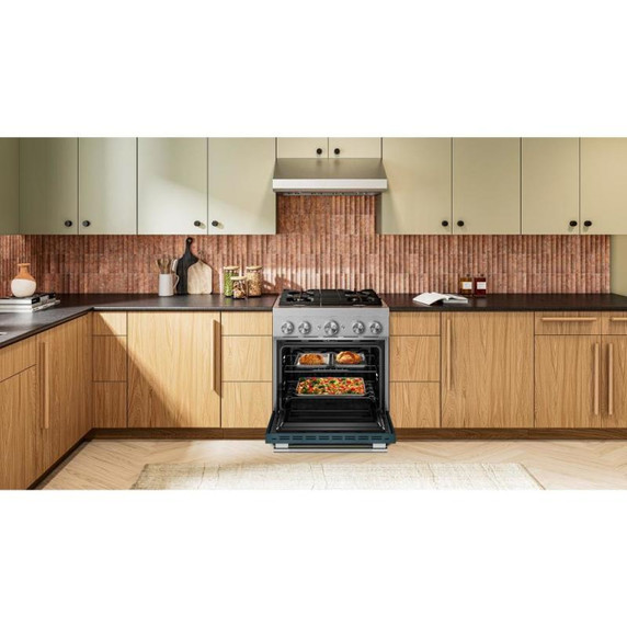 Kitchenaid® 30-Inch 4 Burner Commercial-Style Dual Fuel Range with No Preheat Air Fry Mode KFDS930SAG