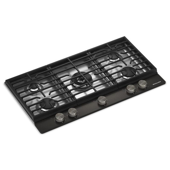 Kitchenaid® Gas-on-Metal Cooktop with an Integrated Wok Grate and CookShield™ Finish KCGK736SBE