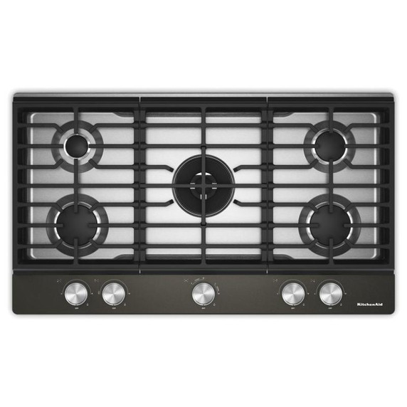 Kitchenaid® Gas-on-Metal Cooktop with an Integrated Wok Grate and CookShield™ Finish KCGK736SBE